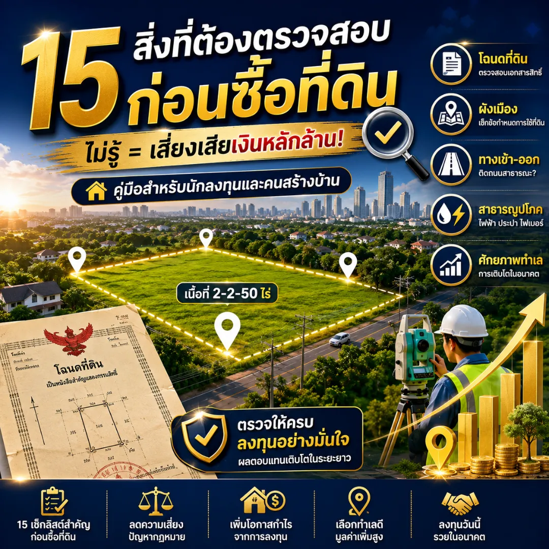 15 สิ่งที่ต้องตรวจสอบก่อนซื้อที่ดินในประเทศไทย